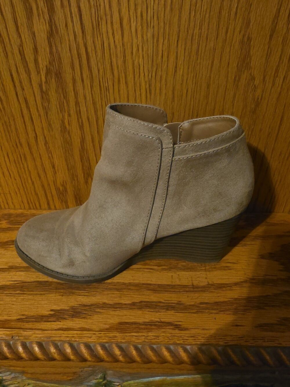 Time And True Tan Faux Suede Ankle Boots Womens Size 6.5 - Picture 2 of 11